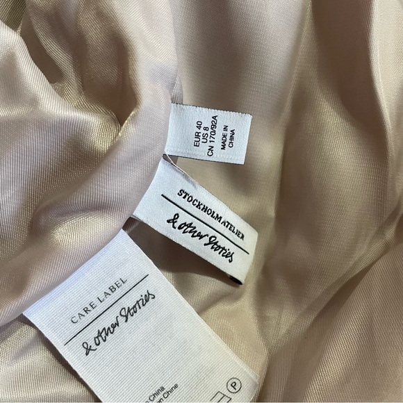 & Other Stories- Oversized Buttoned Warm Faux Fur Tan Teddy Coat Winter Size 8 - Picture 6 of 8